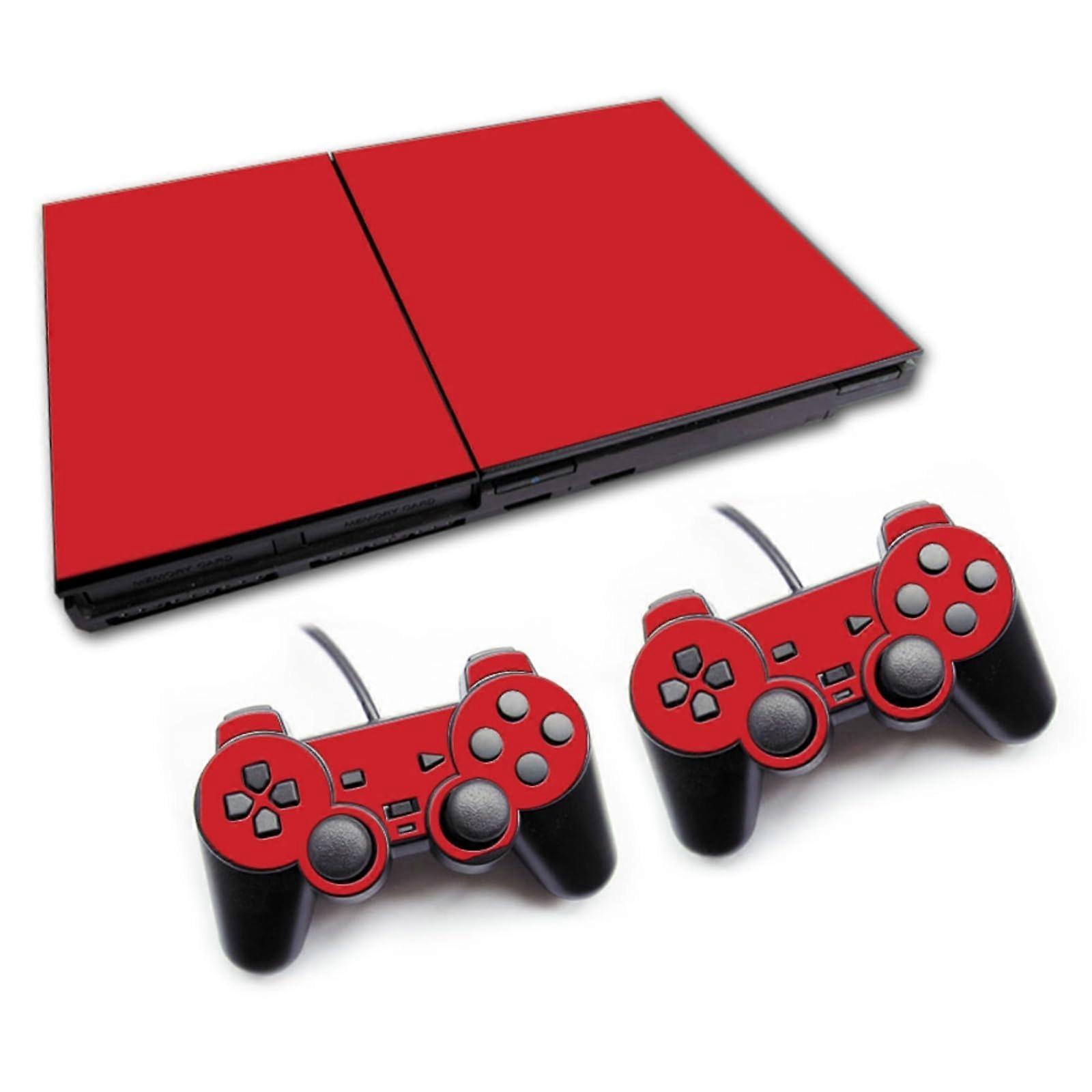 Slim Console Skin Red Vinyl Decal Set with ScratchResistant Protective Stickers for PS2