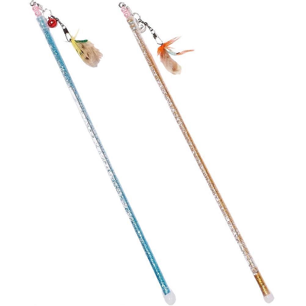 Cat Teaser Kitten Toy for Indoor Cats Exercise 2Pcs Interactive Stick