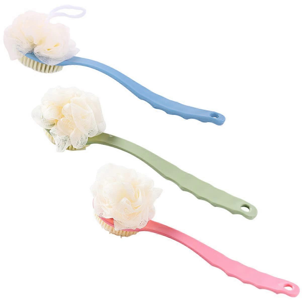 3pcs DoubleSided Bath Brush with Long Handle Back Scrubber for Exfoliating and Massage