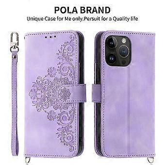Case For Iphone 13 Mini 5.4 Purple Embossed Leather Wallet Multi-function Full-cover Card Slot Kyo No6387