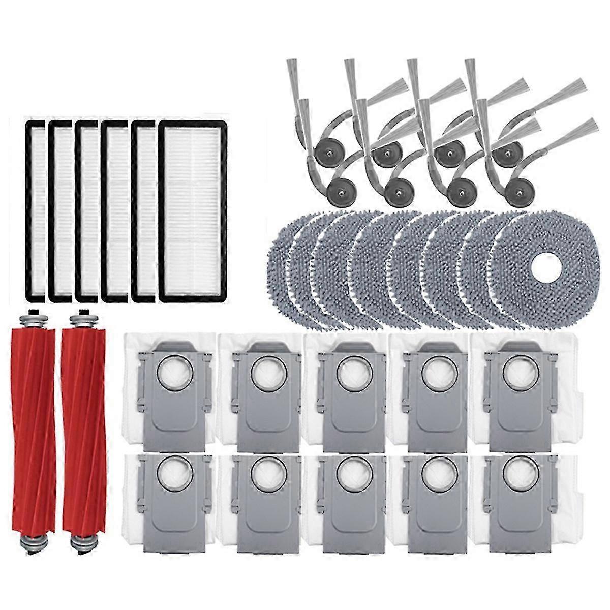 Roborock Qrevo L/QR 798/QV 35A/QR 598 Vacuum Cleaner Accessories: Main Brush, Side Brush, HEPA Filter, Mop Cloth, Dust Bag