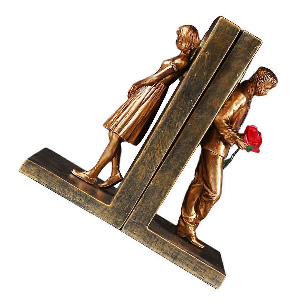 Creative Resin Couples Bookends for Bookshelf 4Pcs Decorative Holder