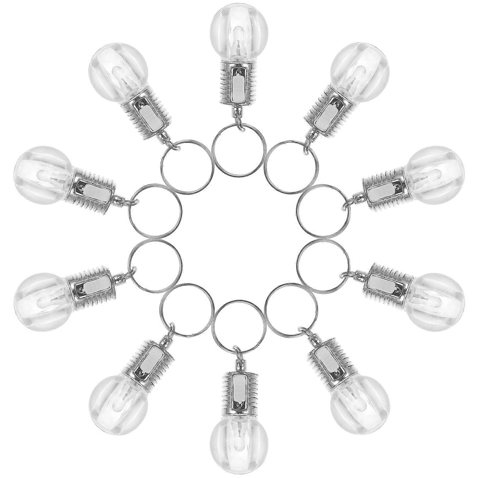Clear Lamp Torch Keyring LED Bulb Key Chain Durable Acrylic 10Pcs