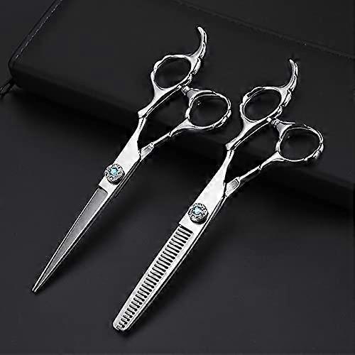 Tesoura de corte de cabelo japonesa de 6 polegadas em aço com lâminas afiadas de precisão e cabo ergonômico.