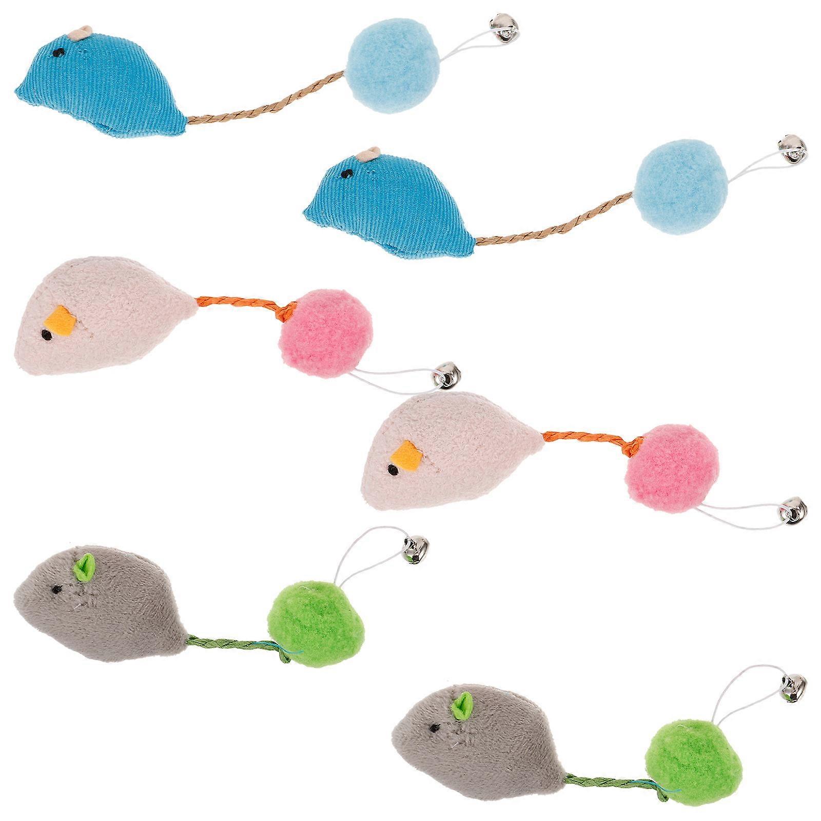 Cat Mouse Toy Plush Cat Plaything for Teasing 6Pcs with Bell Accessories