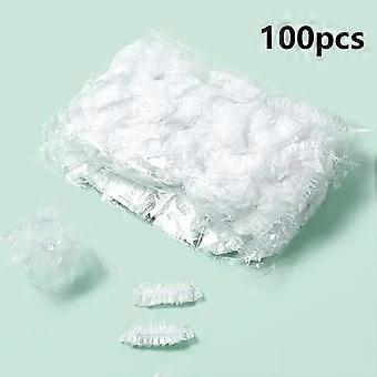 100PCS descartável cabelo earmuff tintura transparente elástico chuveiro tintura de cabelo ferramenta de proteção escudo impermeável earpack filme plástico