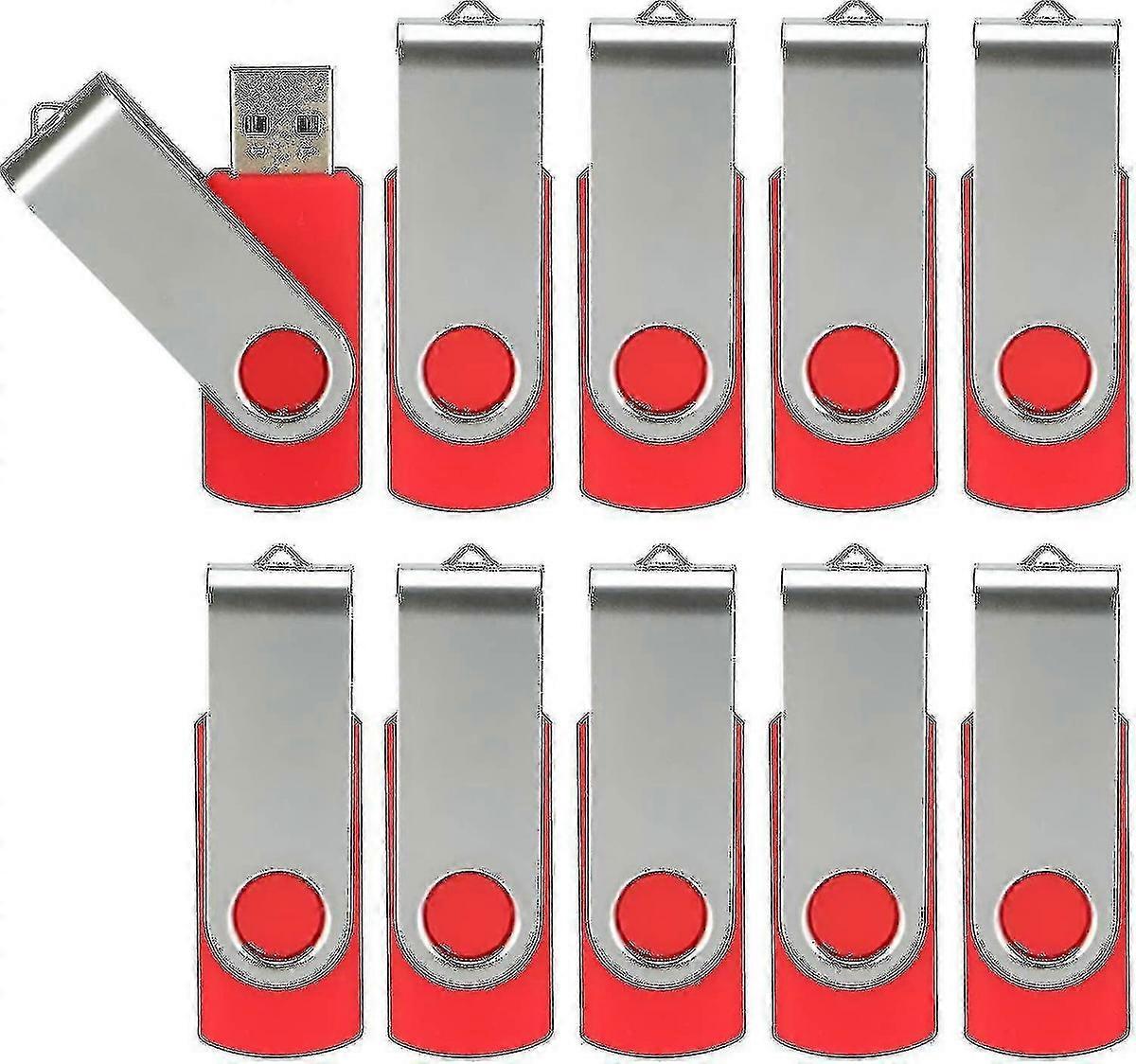 10 Pack USB 2.0 Flash Drives Swivel Thumb Drive Bulk Memory Stick Storage