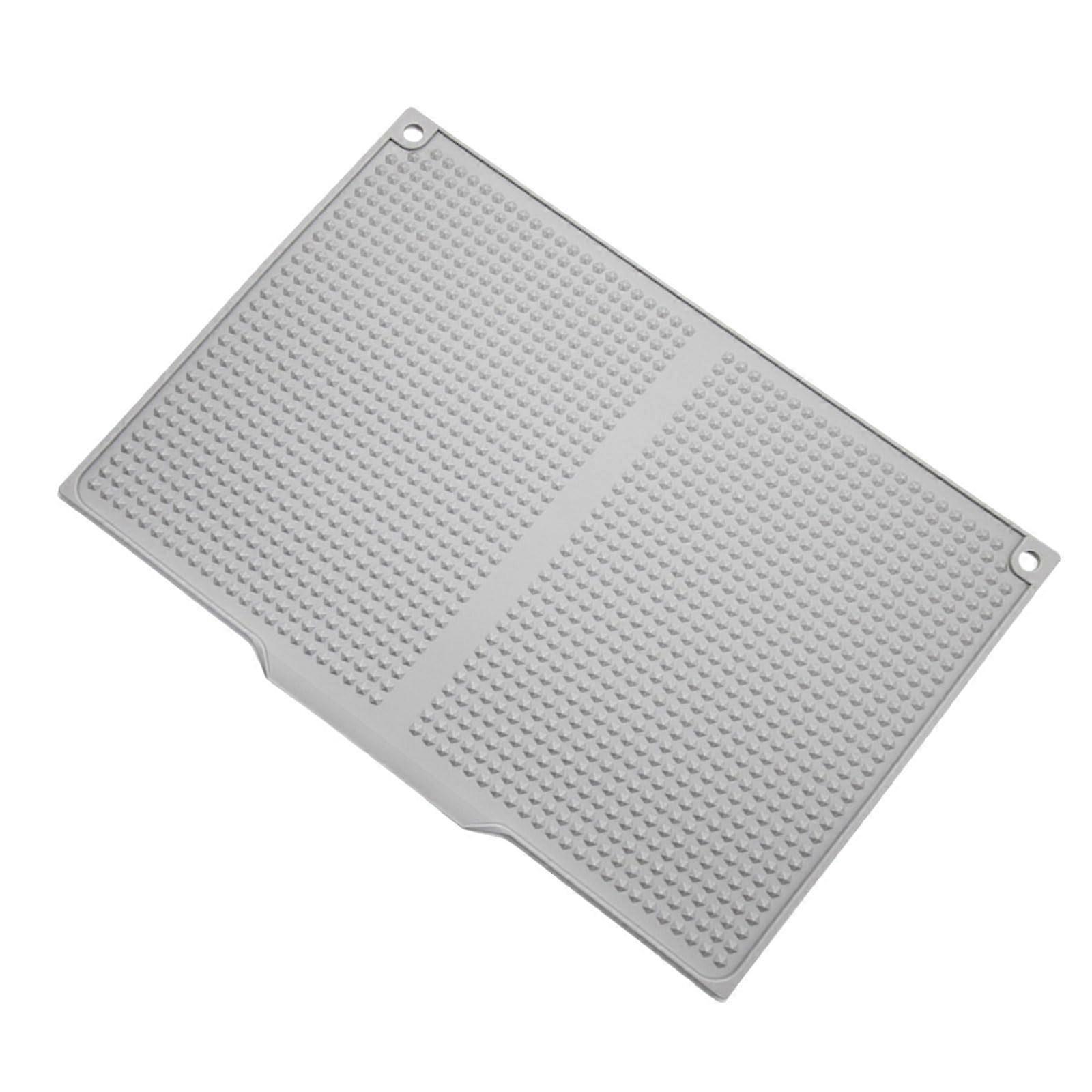 Silicone Drying Mat Non Slip Heat Resistant 45x30cm Kitchen Countertop Protector Bright Grey