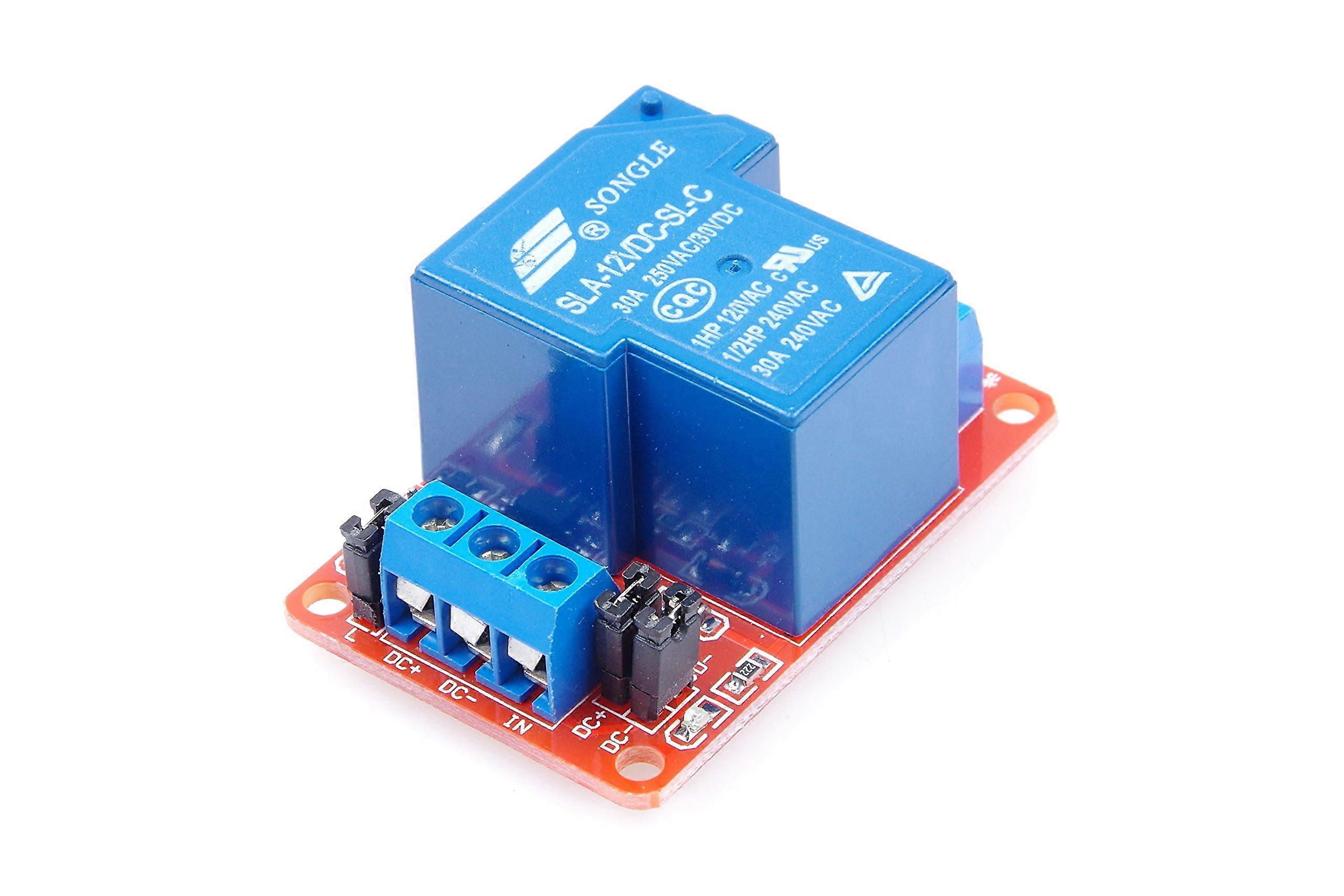 12V Relay Module 1Channel  Current 30A Optocoupler Isolation  Low Trigger for PLC Control