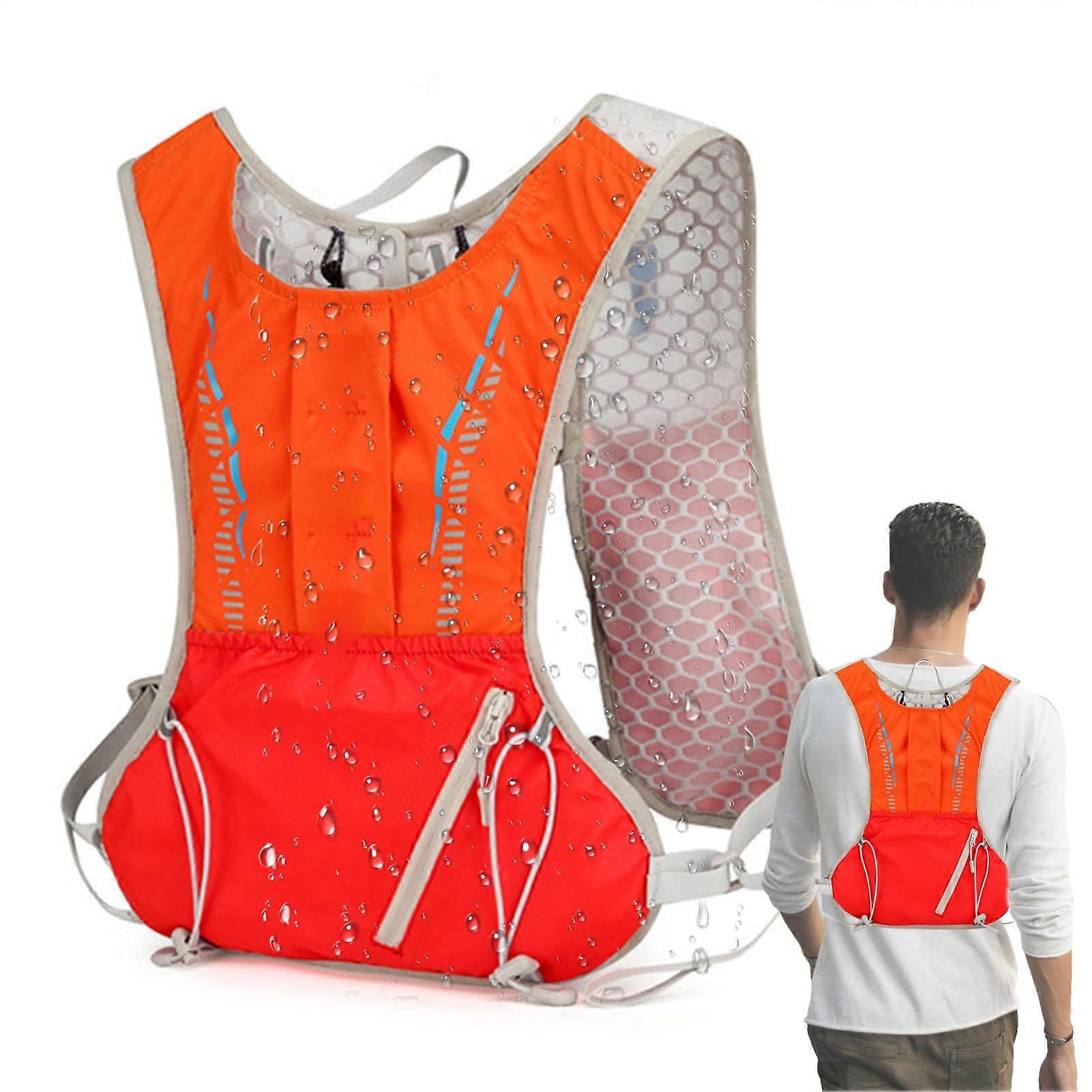 Waterproof Hydration Backpack with Reflective Strips, Lightweight Orange Pack for Running Cycling Hiking Camping