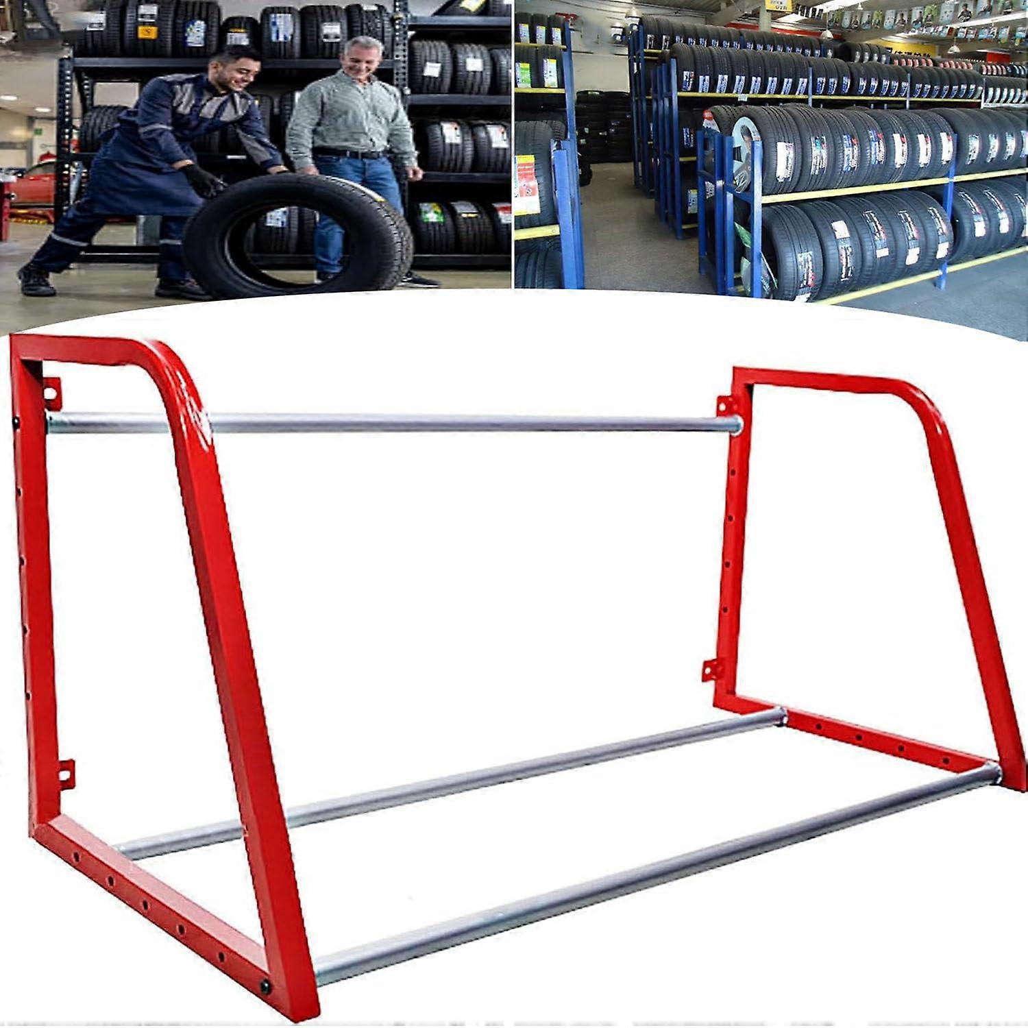 Heavy Duty Rolling Tire Storage Rack with 360° Wheels, Adjustable Width, Wall Mounted for Garage