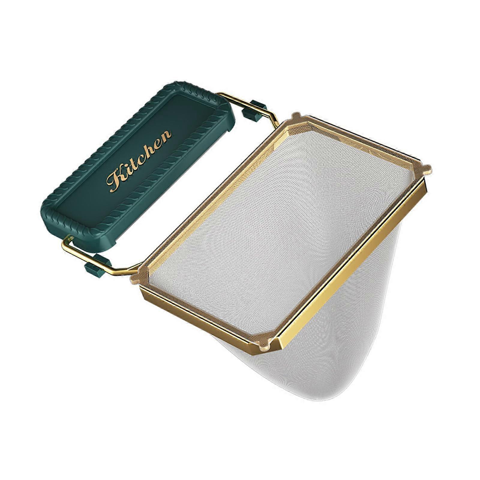 Rustproof Over Sink Dish Drying Rack with Foldable Stainless Steel Sink Strainer Basket Dark Green