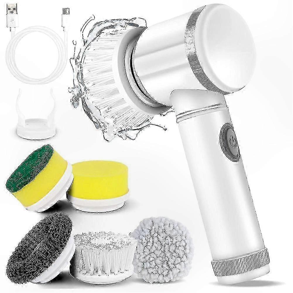 Electric Spin Scrubber with 5 Replaceable Heads for Floor, Wall, and Tile Cleaning