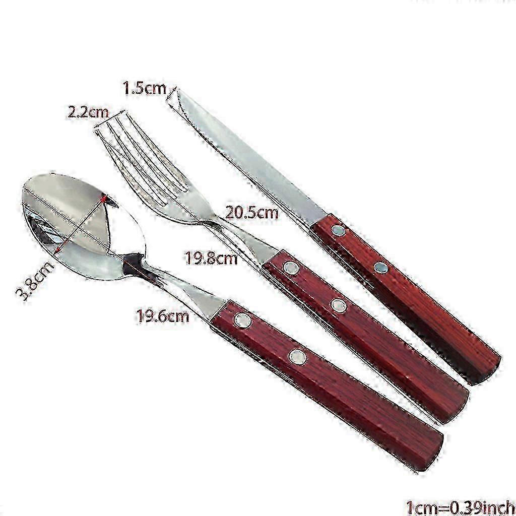 Modern Stainless Steel Flatware Set with Comfortable Wood Handle
