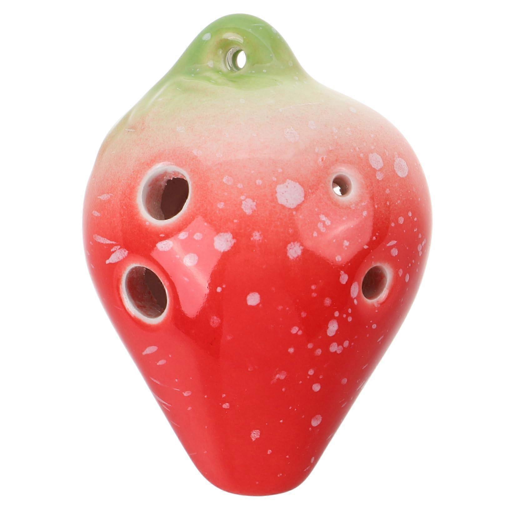 Ceramic 6 Hole Ocarina for Beginners with Compact Strawberry Design and Clear Stable Tone