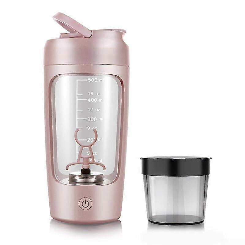 Electric Protein Shaker Bottle with Speed Blade Mixing and Easy OneButton Control, White Pink