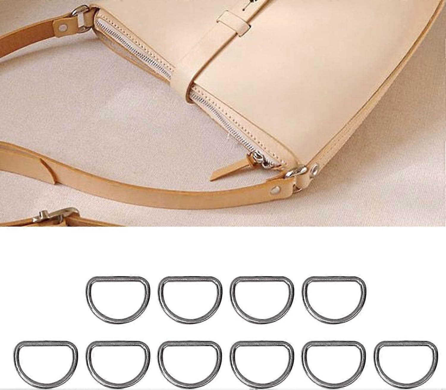 Metal D Rings,10Pcs D Shape Buckle Clips Adjusting Loop D Ring Keychains Belts