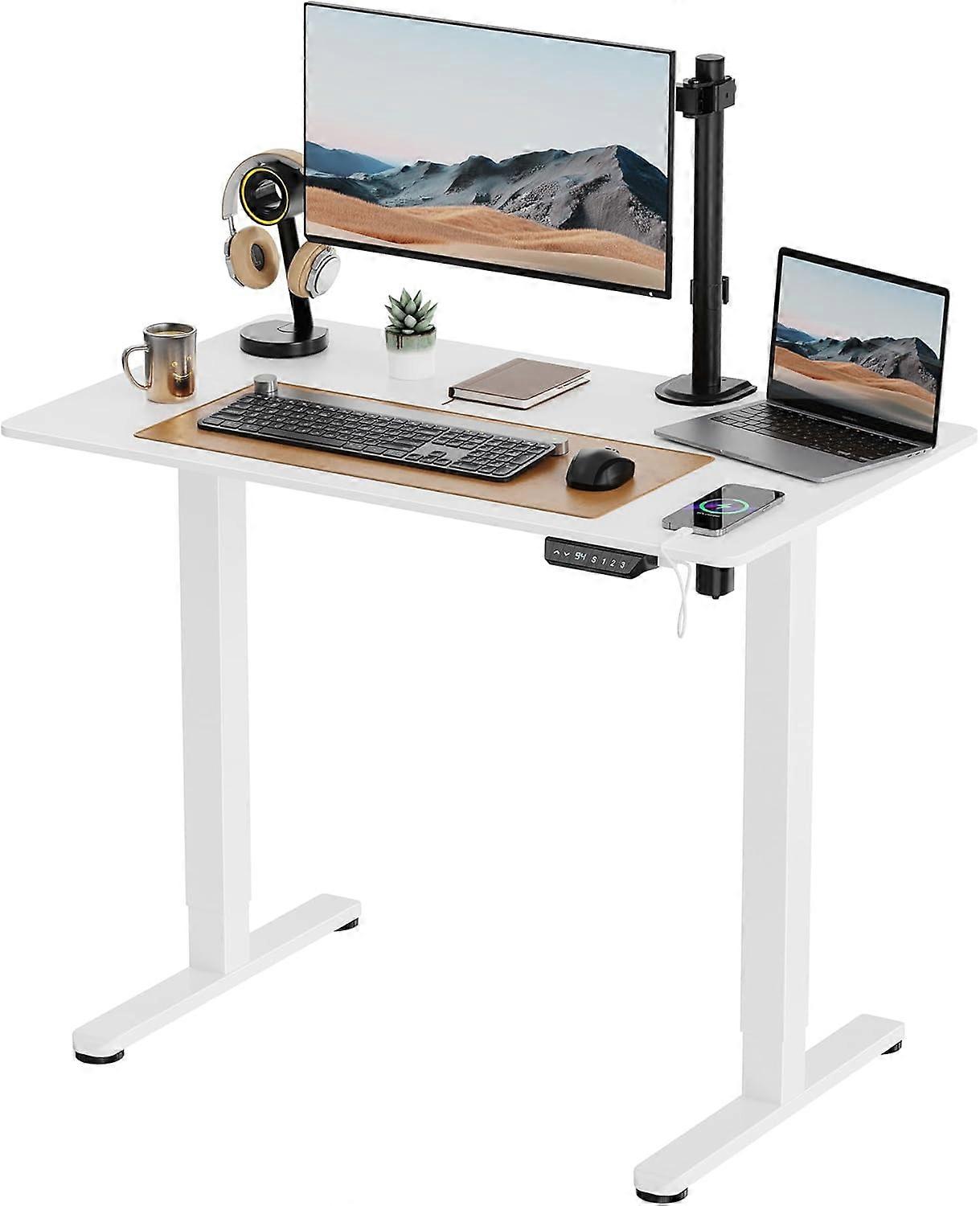 Height-adjustable desk with anti-collision features, 100x60 cm.