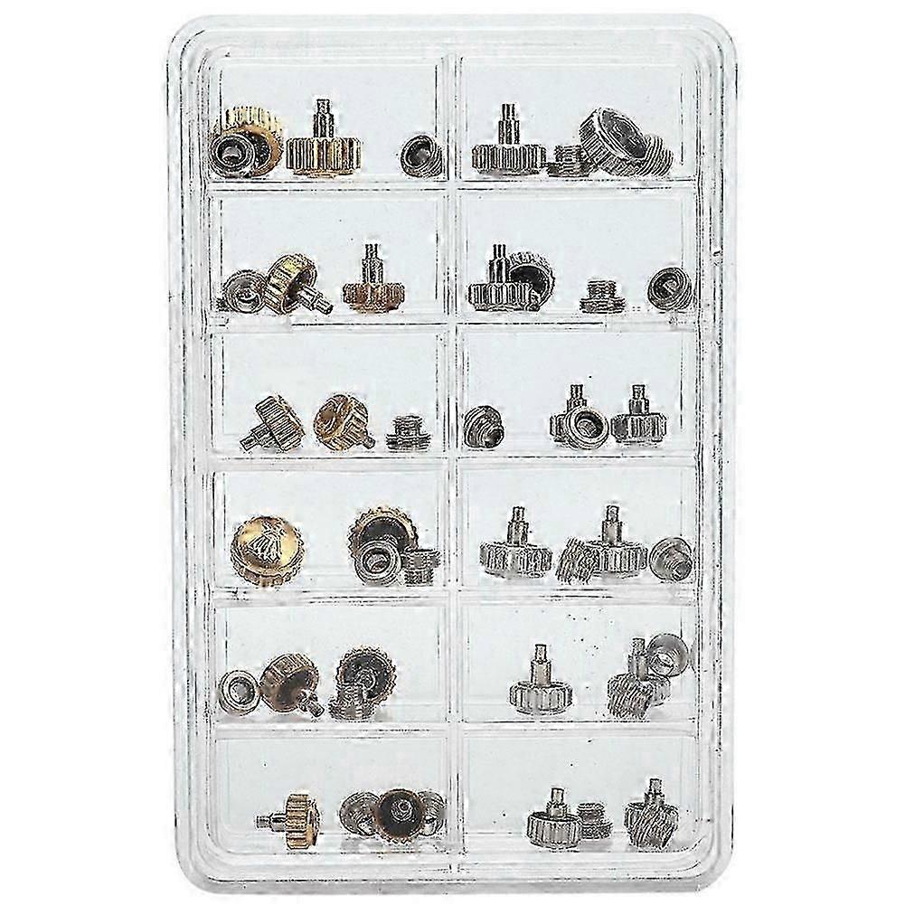 48PCS Watch Crowns Watch Waterproof Replacement Assorted Repair Tools with Box