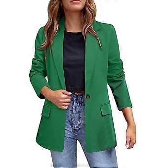 Blazer casual da donna, con tasche, manica lunga, aperto sul davanti, da lavoro e da ufficio, con colletto rovesciato, giacca con bottoni, cappotto casual, cardigan, blazer verde XXL