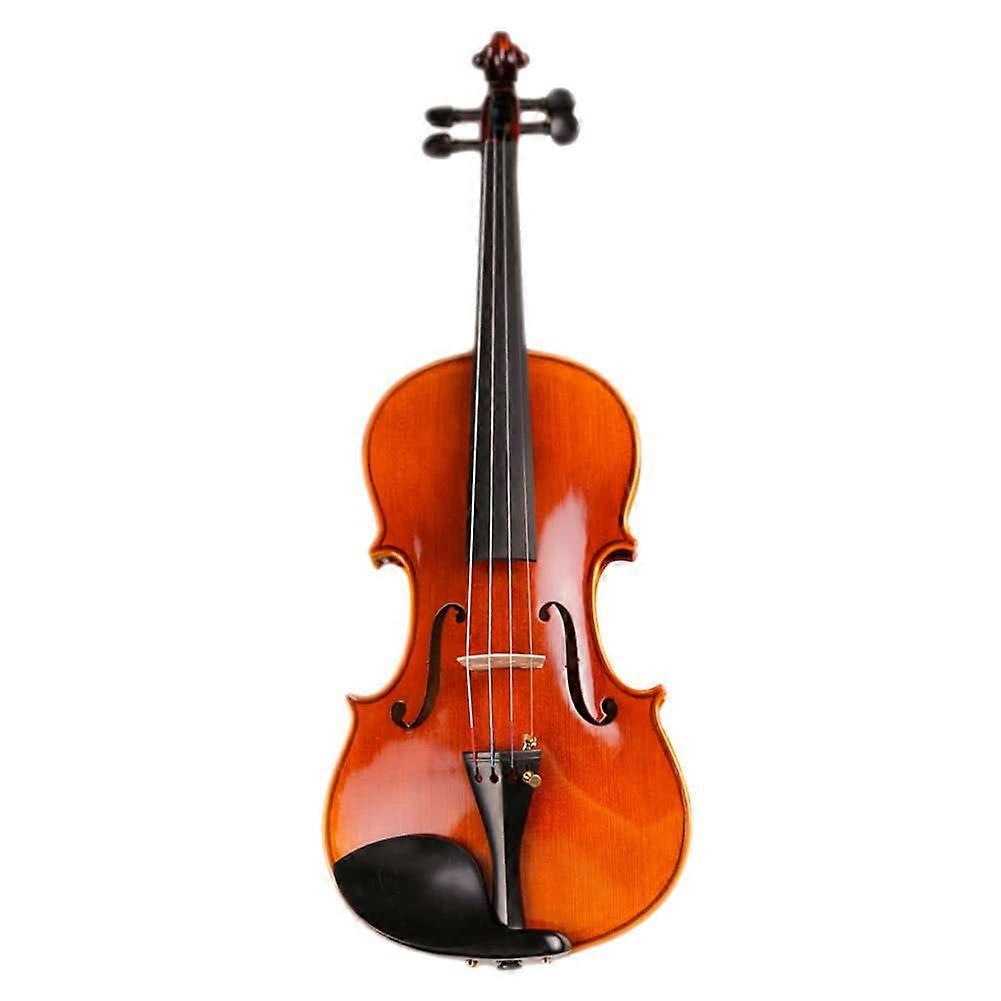 4/4 Full Size Solid Wood Violin Handmade Maple with Tiger Pattern Case and Hygrometer for Adults