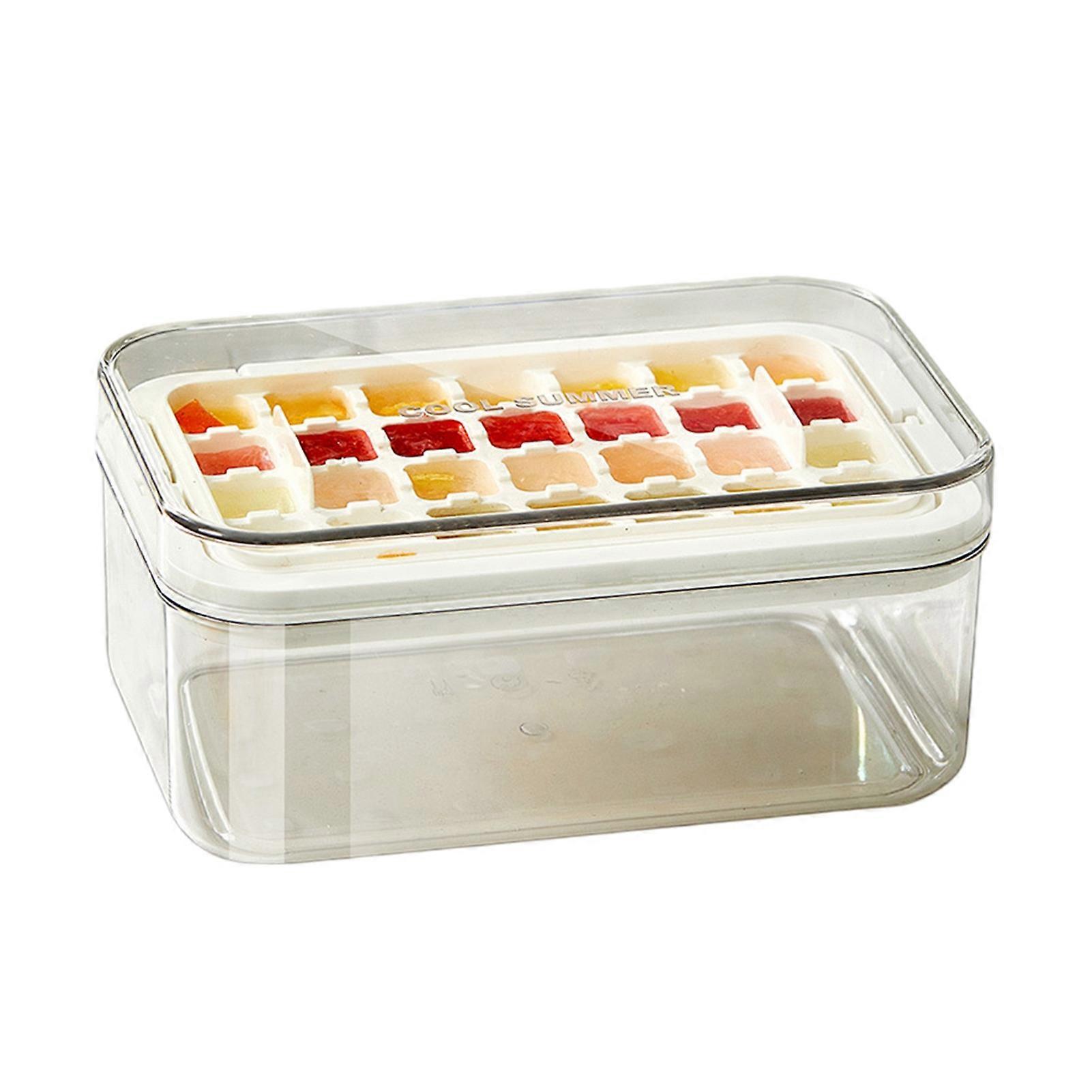 Large Ice Cube Tray with Lid And Bin Easy-Release Stackable Ice Cube Mold with 28 Cubes for Drinks