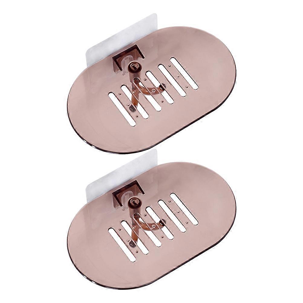 Plastic Soap Box Wall Mounted Soap Rack for Storage 4Pcs Coffee