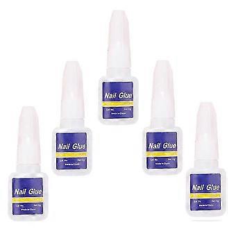 Colle à ongles à pression, flacon de 10 g avec pinceau, couleurs assorties, pour nail art DIY, lot de 5.