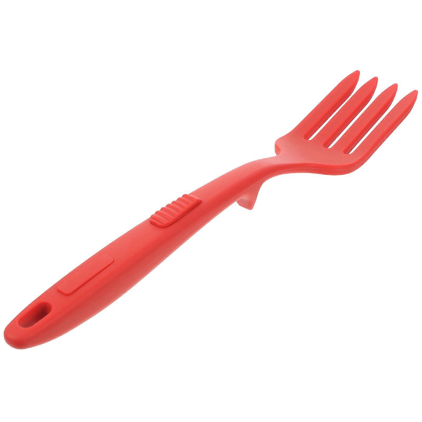 Red Silicone Kitchen Pasta Fork for Reusable Cooking Practical Fork