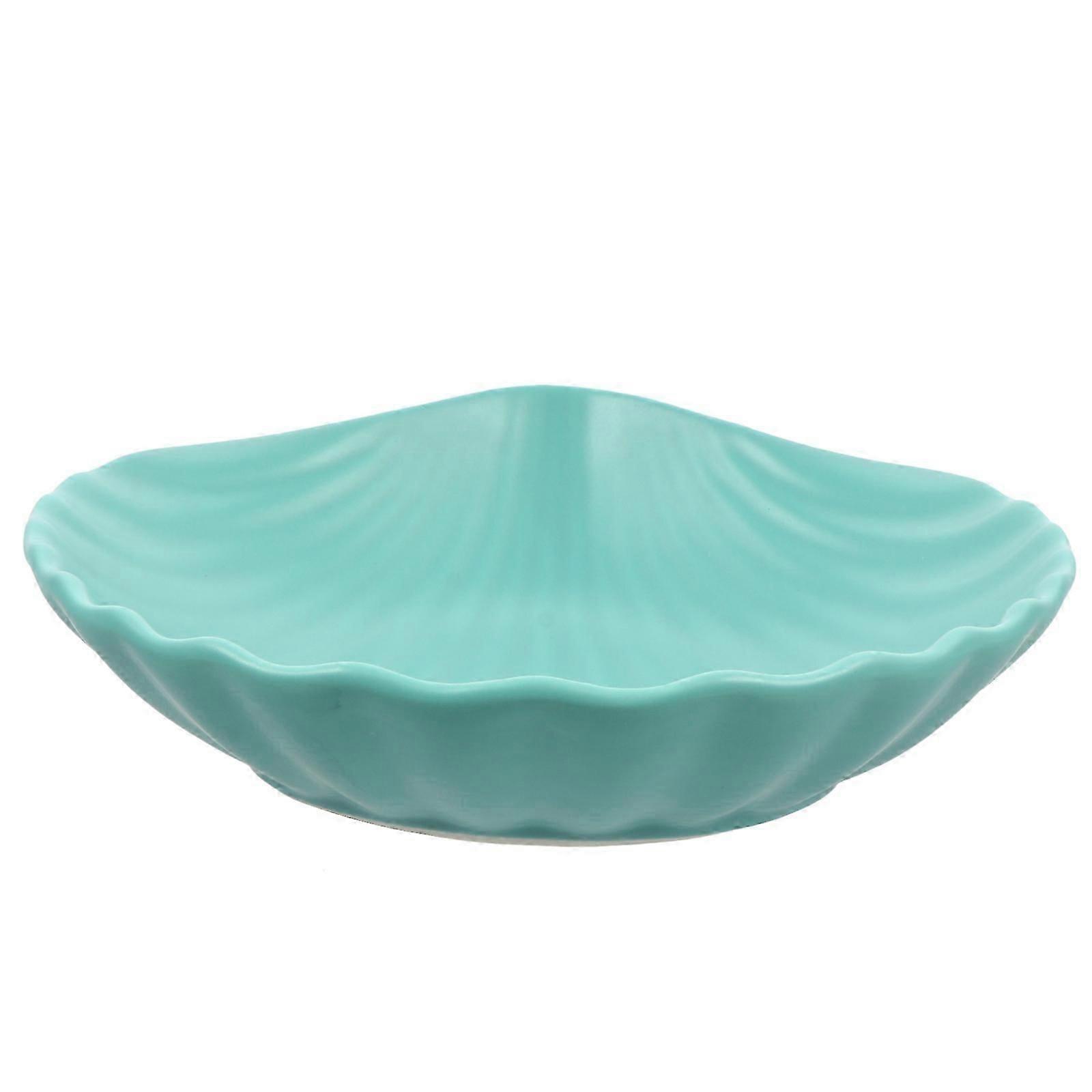 Multipurpose Serving Plates Shell Shaped Dessert Plate Home Use Blue Ceramic Multi-Functional 1Set