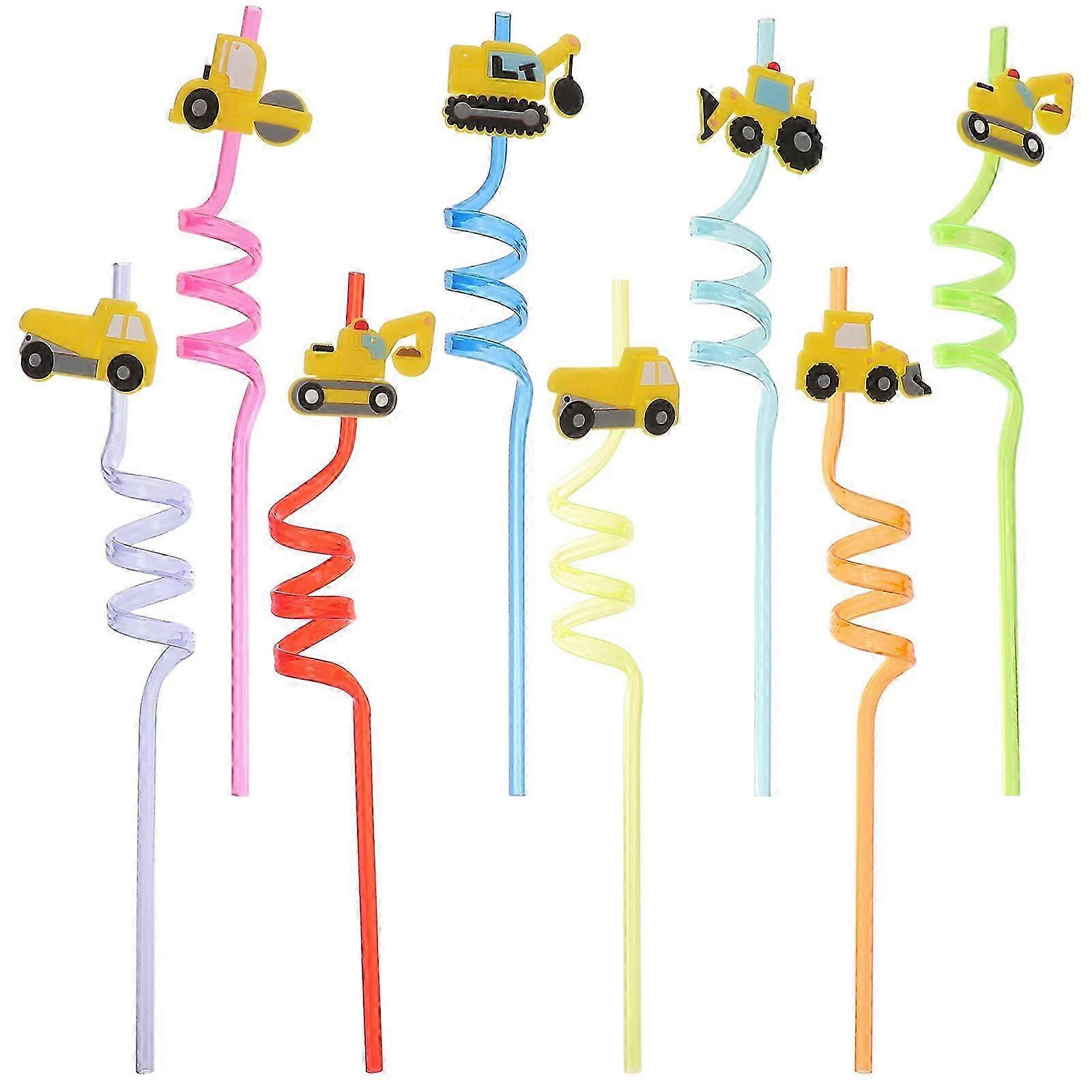 8Pcs Construction Straws compatible with Decoration Reusable Assorted Colors