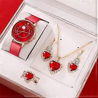 5pcs Set Frauen Mode Quarz Uhr Weibliche Uhr Luxus Marke Design Frauen Uhren Einfache Damenuhren Montre Femme