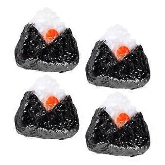 Mini Japanese Rice Ball Food Model for Decor 8Pcs Black PVC Set