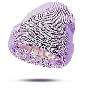 Warm Silk Lined Knit Hat For Winter Curly Hair Essential Winter Hat For Hair Care Warmth Winter travel 26-27