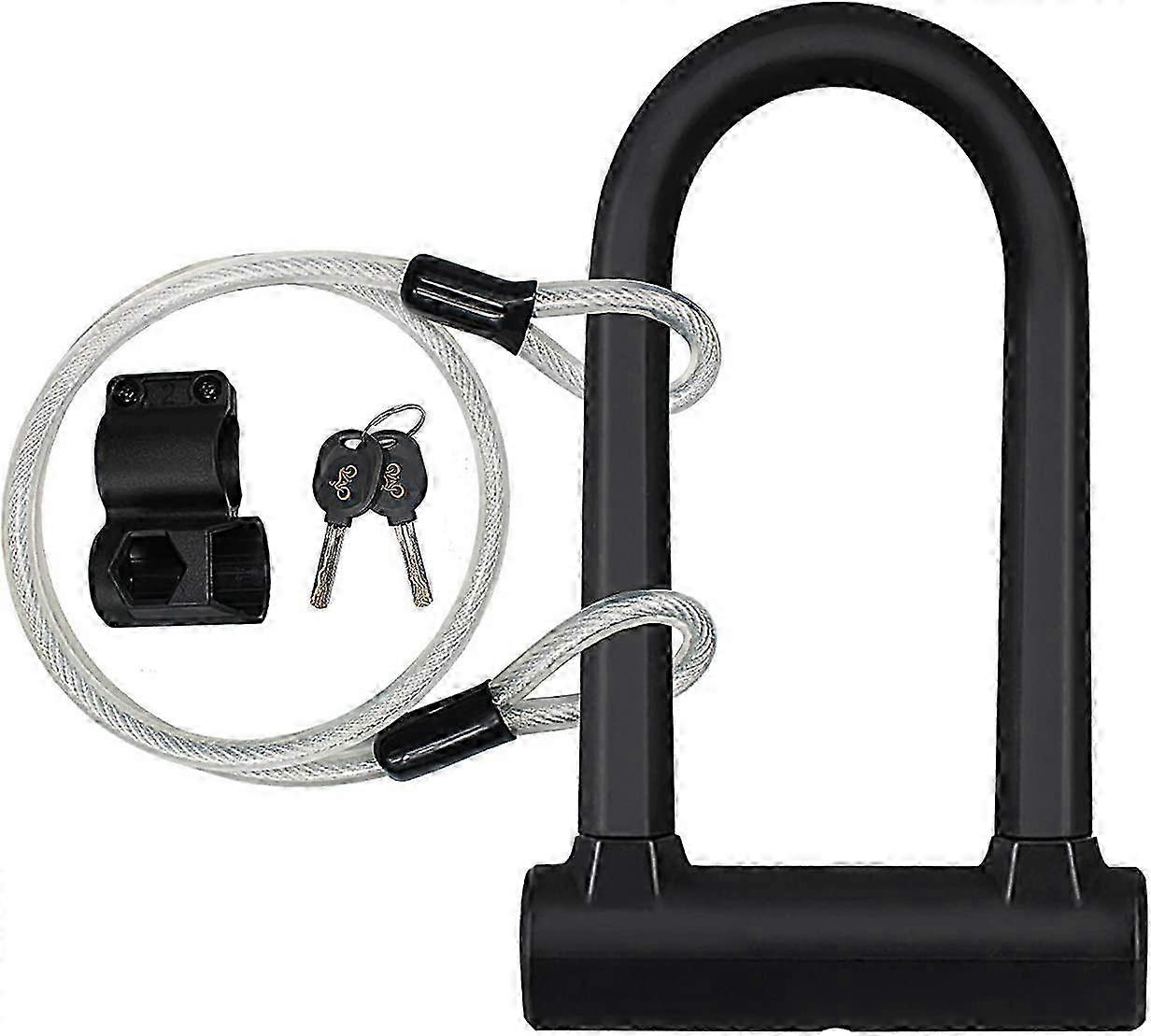 Bicycle Lock with Flexible Cable Lock and Mounting Bracket