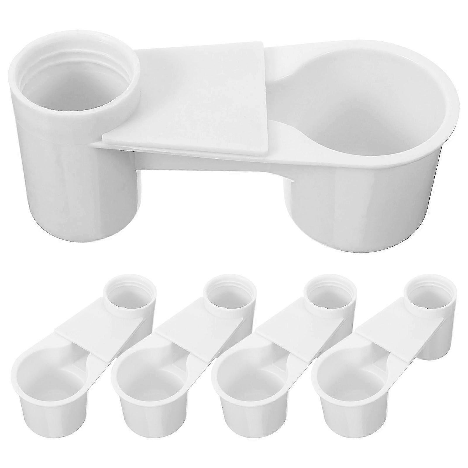 White Automatic Drinking Device Bird Feeder Cup for Home Use 5Pcs