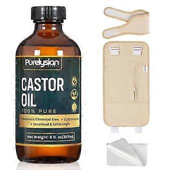 Compresa de aceite de ricino de algodón orgánico, kit de 7 compresas de aceite de ricino para desintoxicación de estómago e hígado (237 ml).