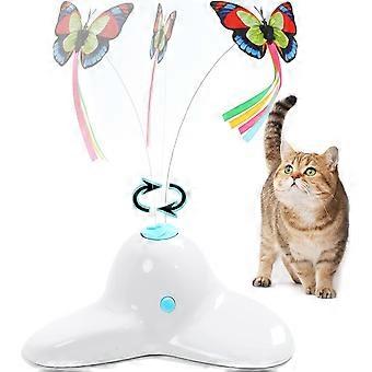 Interaktives Katzenspielzeug für den Innenbereich mit um 360 Grad drehbarem Schmetterling (Cremeweiß)