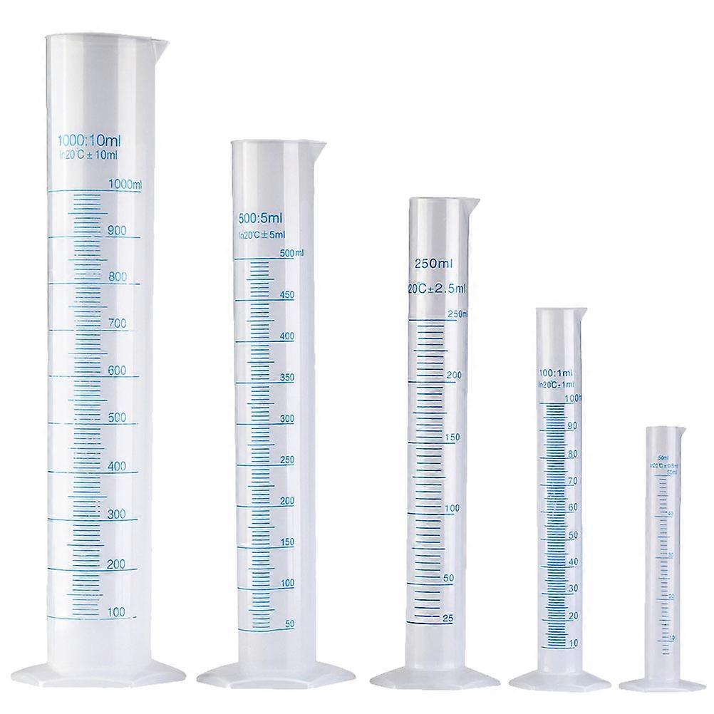 5pcs Plastic Cylinders Professional Measuring Cylinders Test Scale Tubes