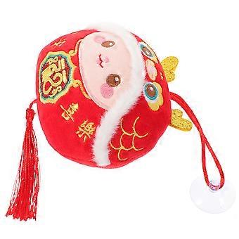 Red Dragon Pendant Stuffed Animal Doll for Decoration 5Pcs Chinese Mascot