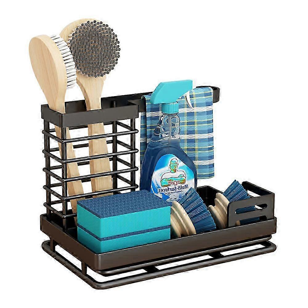 Sink Caddy Organizer, Kitchen Rag Holder, compatible with Kitchen Bathroom(Black)