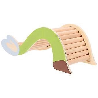 Multifunctioneel speelgoed in de vorm van een trapje voor hamsters, geschikt voor het bewegen van kleine huisdieren en gemaakt van hout.