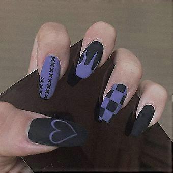 48 Pcs Glossy Press On Nails, Medium Stiletto Fake Nails, False Nails With Glue