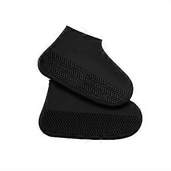 Waterproof Shoe Covers Thick Silicone Boot Protectors AntiSlip Reusable for Outdoor Rain Large Black 4 Pairs