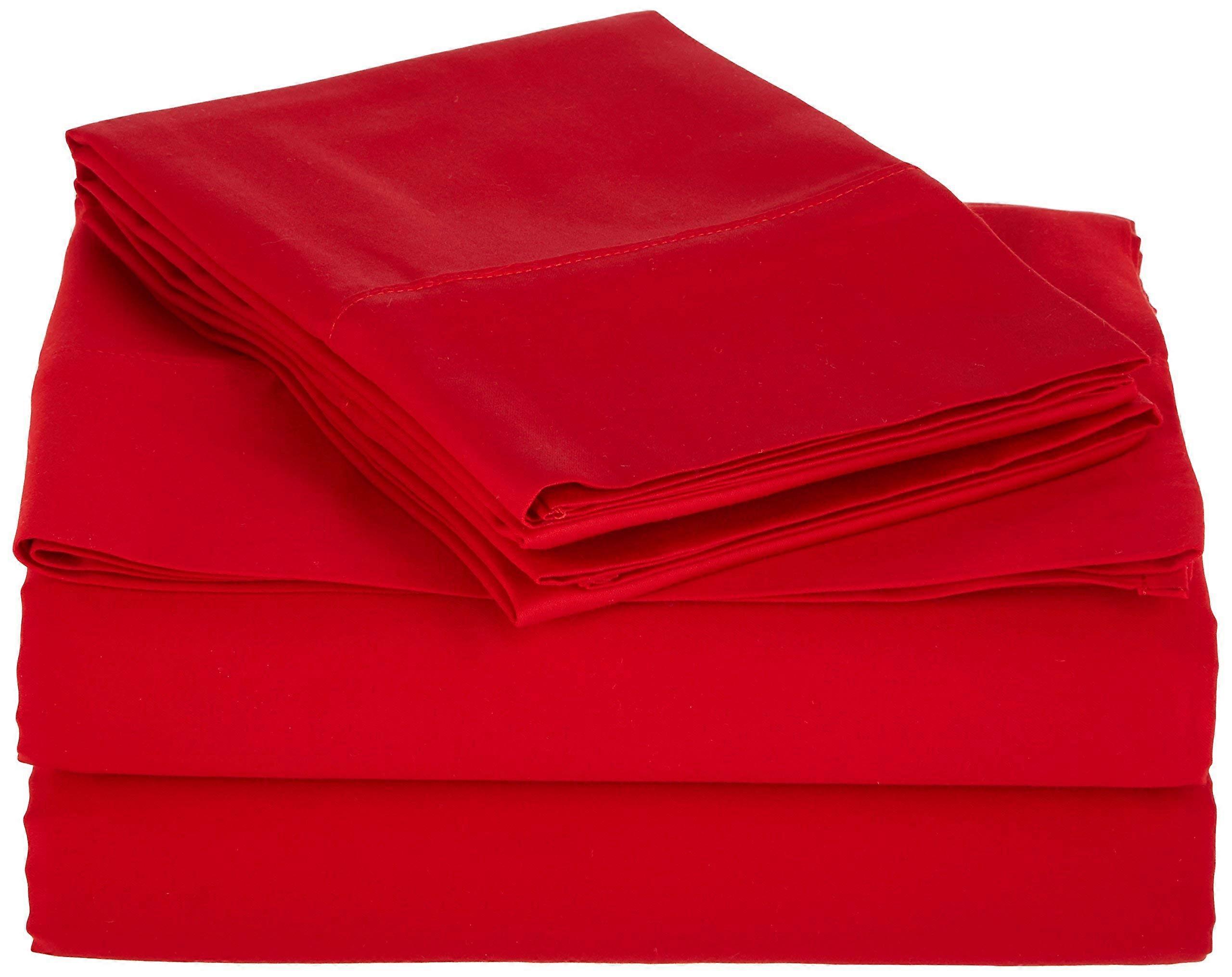 Soft 600 Thread Count Twin Bed Sheets Set Red Deep Pocket Fit Complete 6 Piece Bedding Set