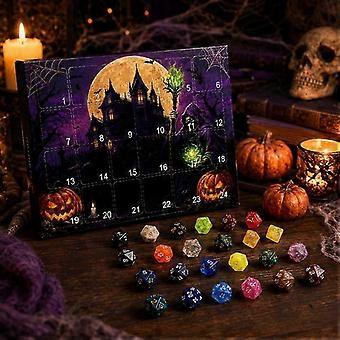 Halloween Dice Advent Calendar, 24-Piece Polyhedral RPG Dice Countdown Gift Set for Teens, Adults, Game Nights and Tabletop Players