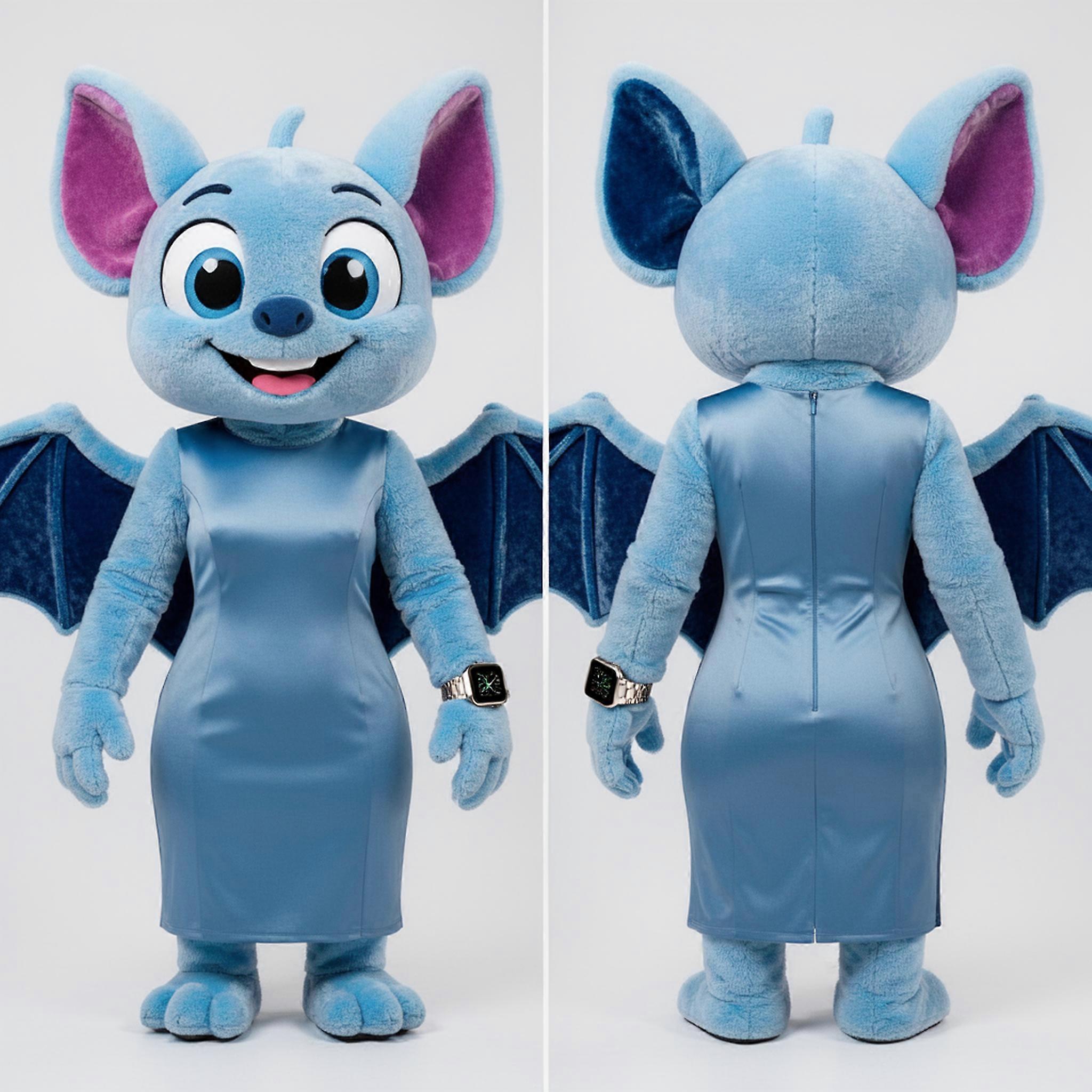 MASTICOT Sky Blue Velvety Fruit Bat Mascot