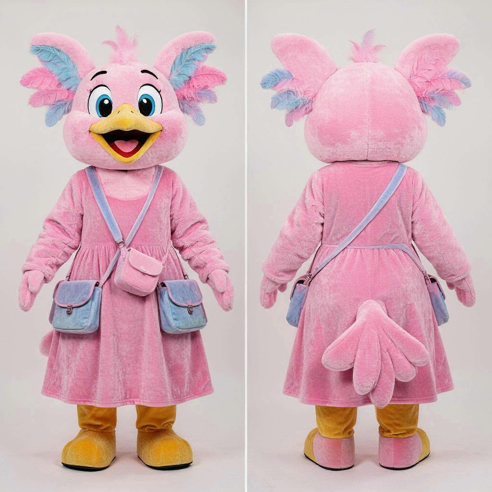 MASTICOT Pink Fluffy Smiling Gull Mascot