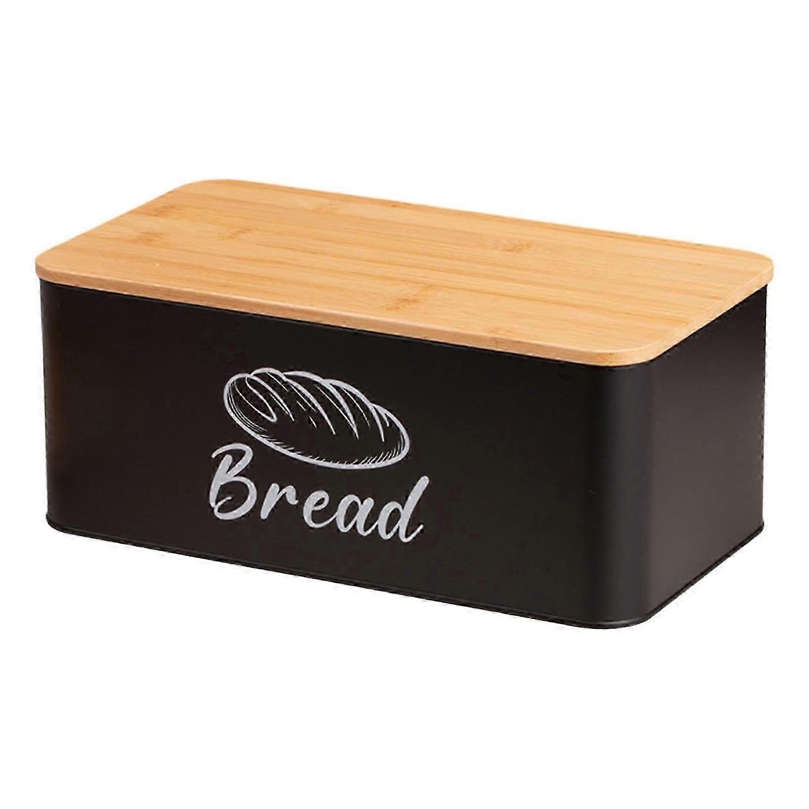 Bread Box Bread Bin Single Layer for Kitchen Countertop with Bamboo Lid Storage 26-27