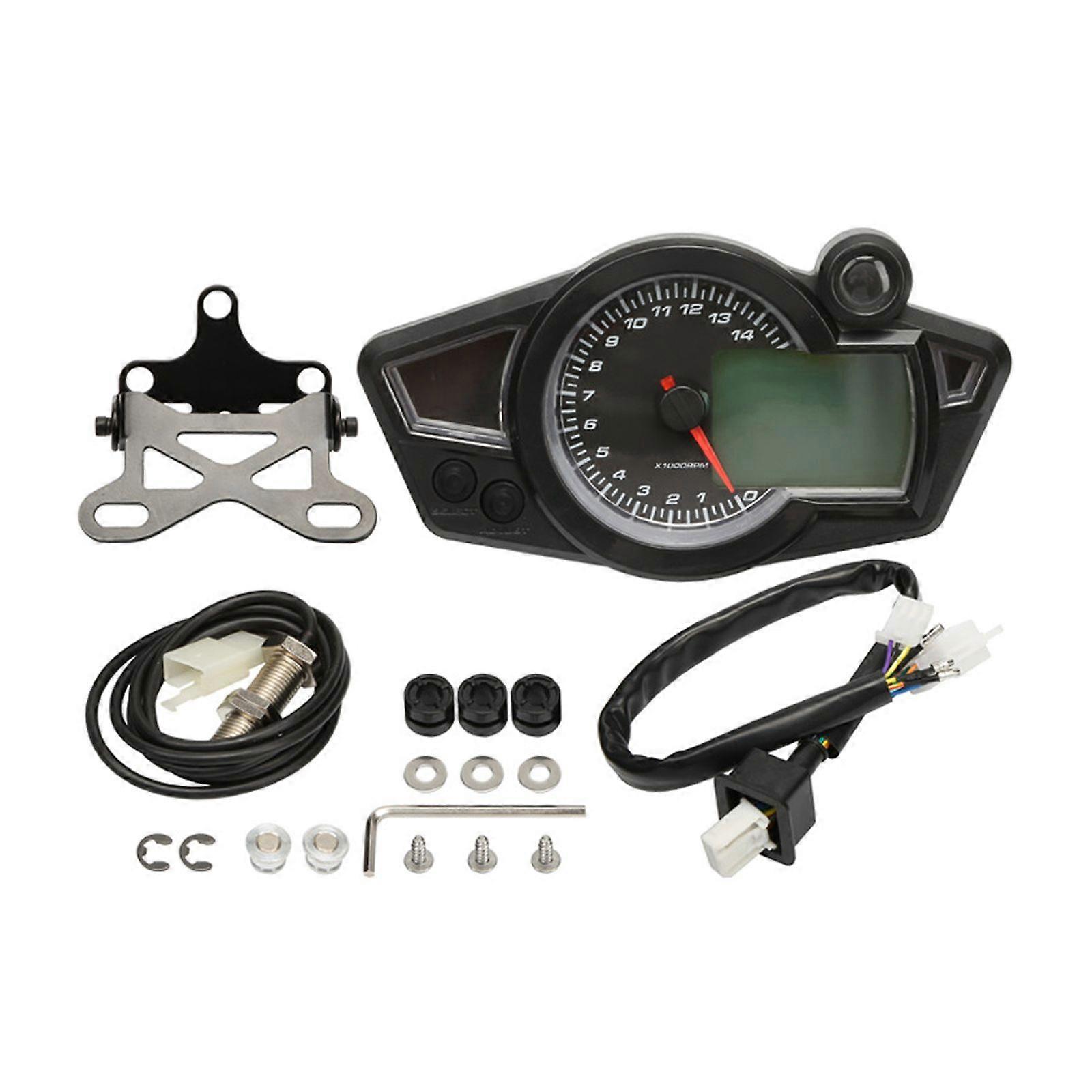 Motorcycle LCD Digital Display Adjustable Odometer Speedometer with Sensor Cable NEW